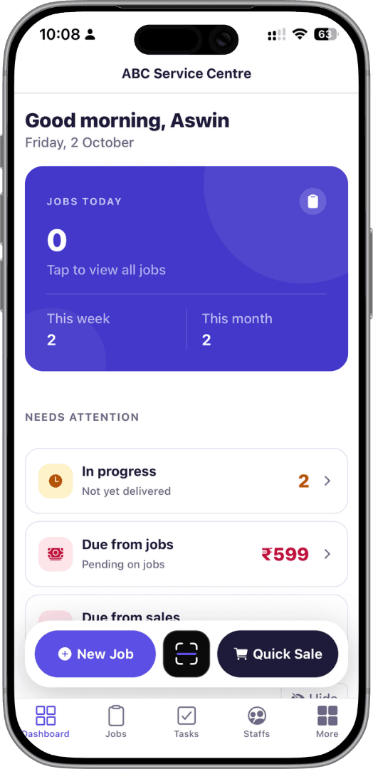 MynDesk app on an iPhone